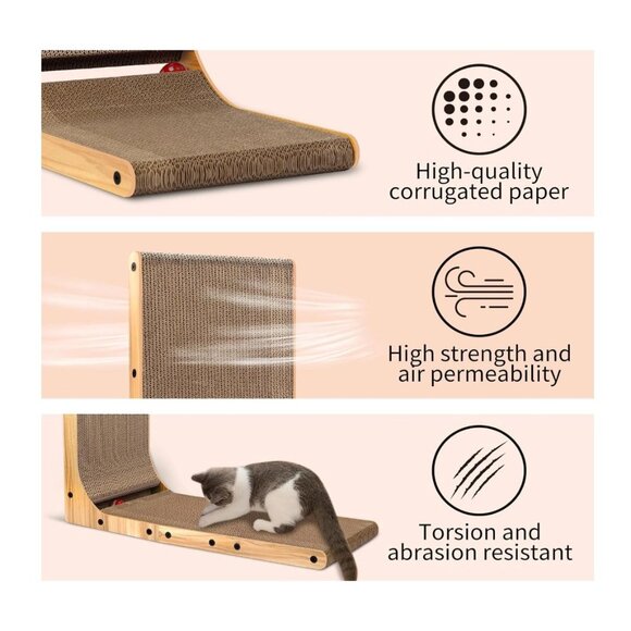 Draywitt L Shape Cat Scratcher - Scratching Board for Indoor Cats，26.9inches Scr - Picture 3 of 7